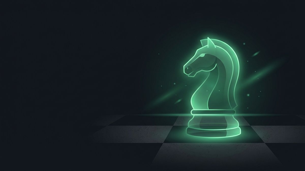 A glowing chess knight on a dark board, illustrating personal injury marketing strategy