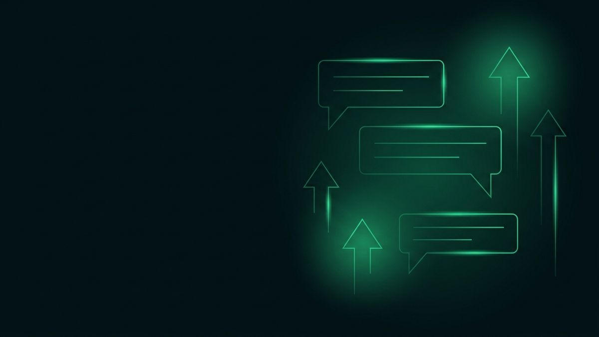 Glowing speech-bubble threads and upvote arrows, illustrating Reddit and community engagement