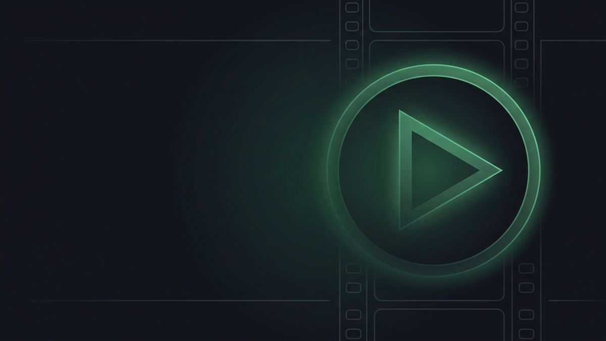 A glowing play button on a dark screen, illustrating video marketing
