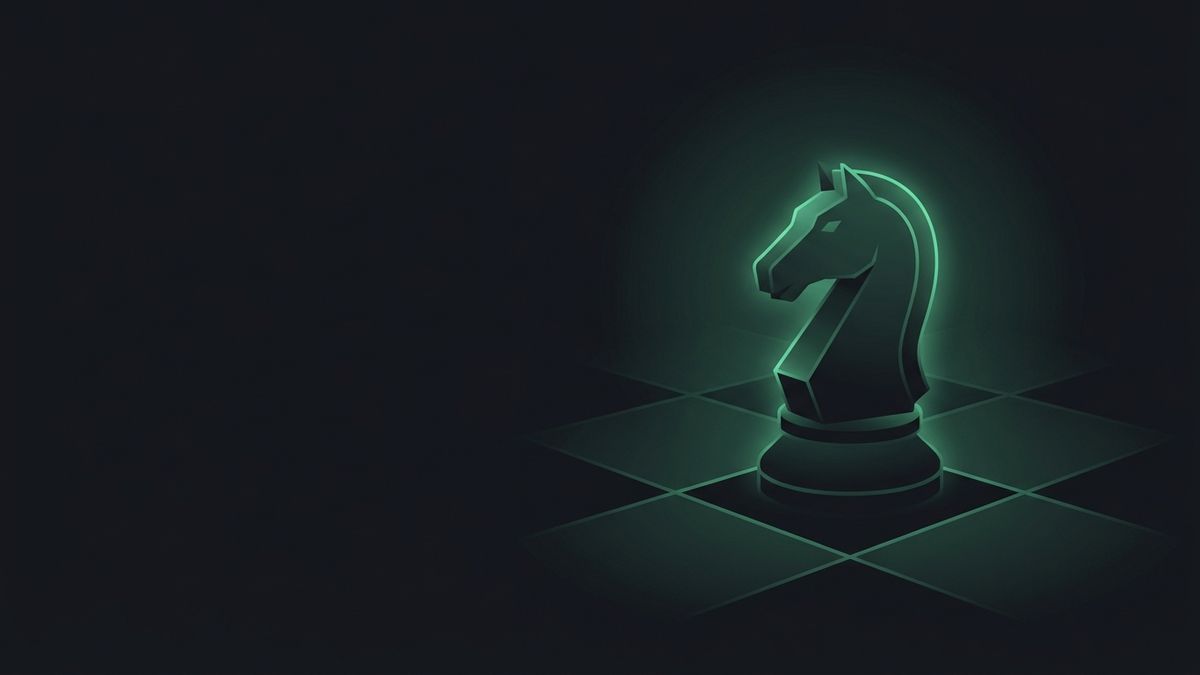 A glowing chess knight on a dark board, illustrating personal injury marketing strategy