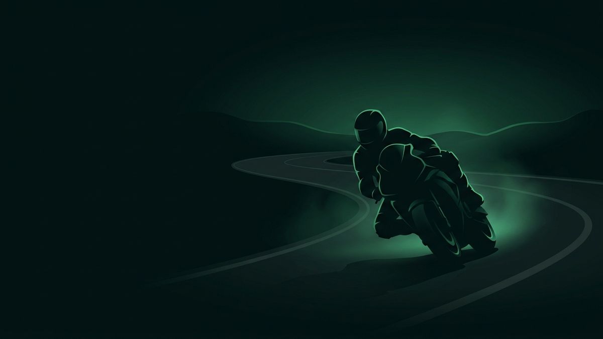 A motorcycle rider on an open road at dusk, illustrating motorcycle accident marketing