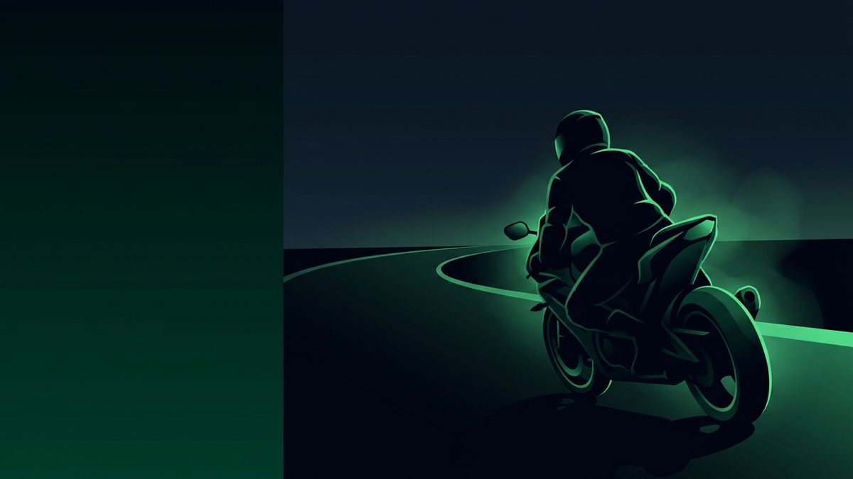 A motorcycle rider on an open road at dusk, illustrating motorcycle accident marketing