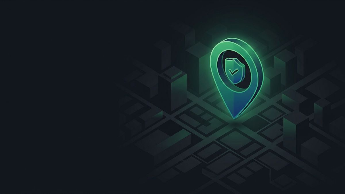 A glowing map pin with a verified badge, illustrating local SEO and Google Business Profile