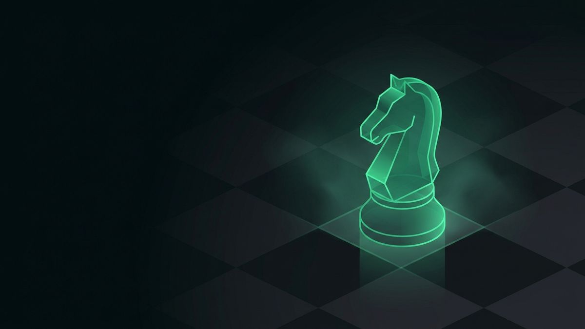 A glowing chess knight on a dark board, illustrating personal injury marketing strategy