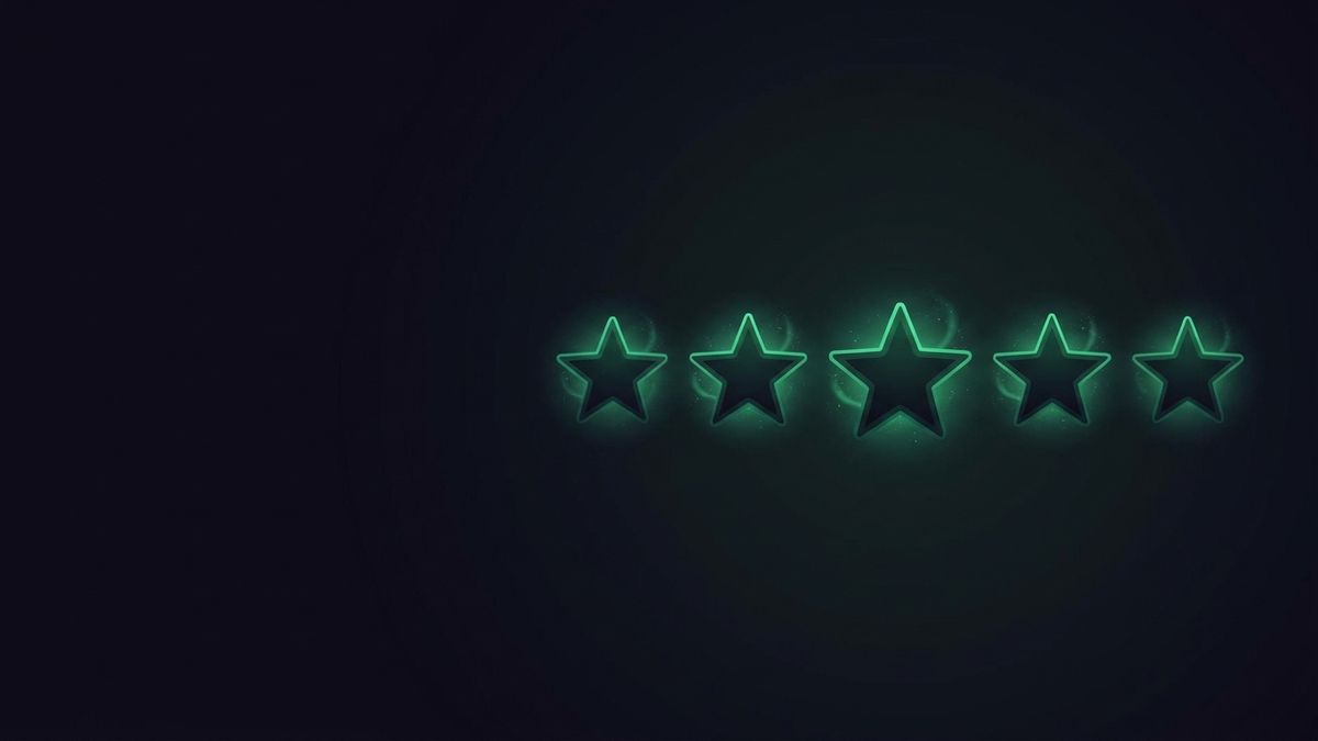 A row of glowing five-star rating shapes, illustrating law firm reviews and reputation