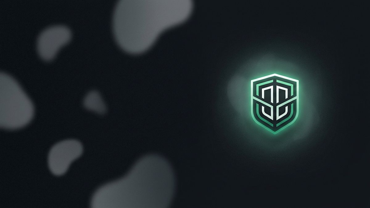 A distinctive glowing emblem among faded shapes, illustrating law firm branding