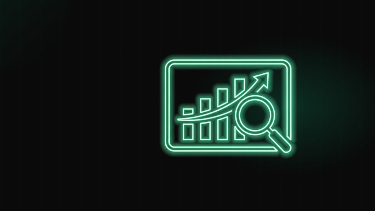 A glowing analytics dashboard with a magnifying glass over a rising bar chart, illustrating Google Search Console traffic opportunities