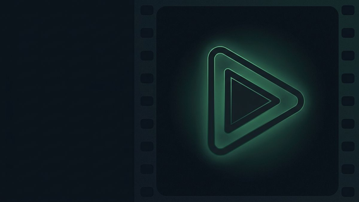 A glowing play button on a dark screen, illustrating video marketing